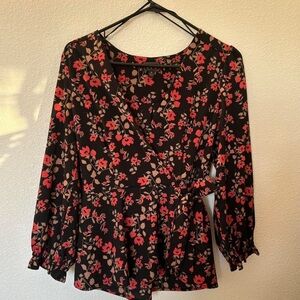 Chic Floral Wrap Blouse
